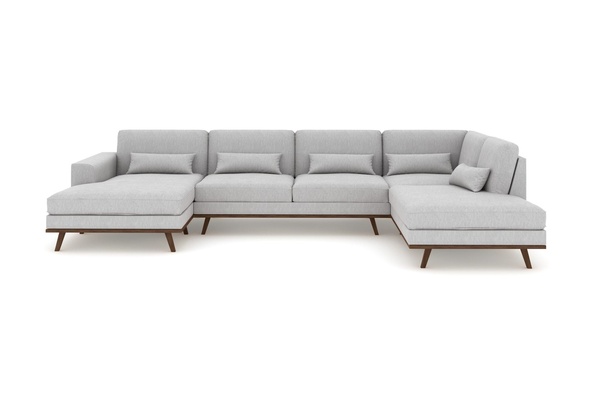 copenhagen 5-sits högervänd u-formad soffa med divan och schäslong i tyg - grå