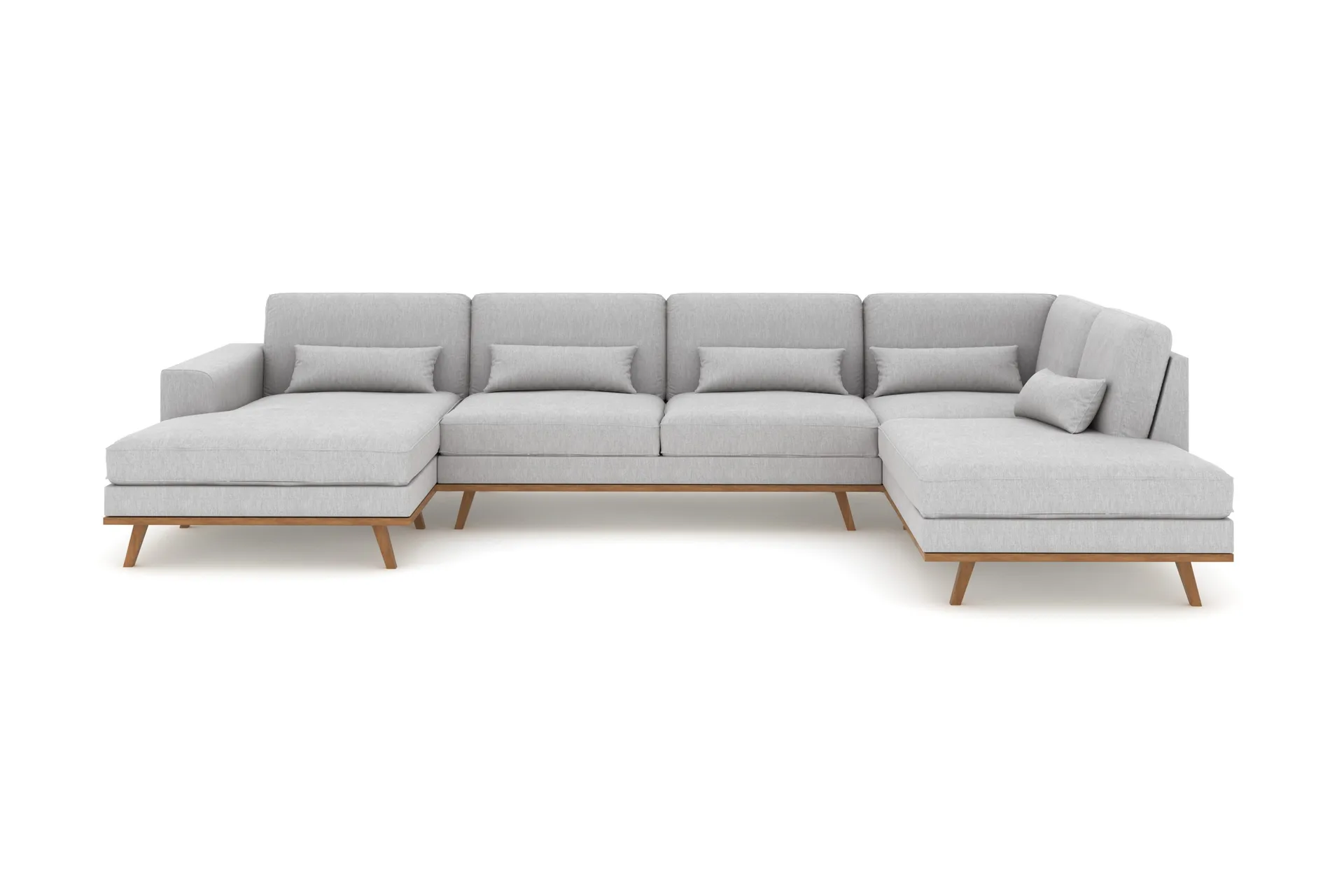 copenhagen 5-sits högervänd u-formad soffa med divan och schäslong i tyg - grå