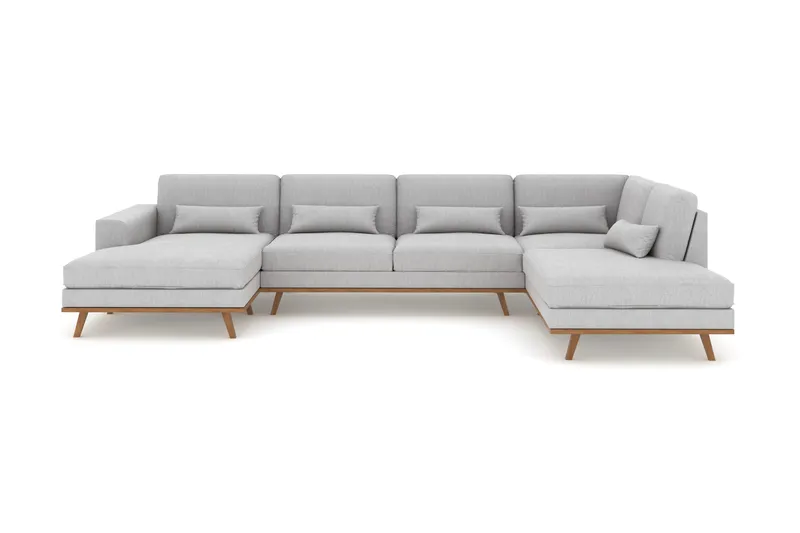 Copenhagen 5-sits Högervänd U-formad Soffa med Divan och Schäslong i Tyg - Grå - Möbler - Vardagsrum - Soffor - U-soffor