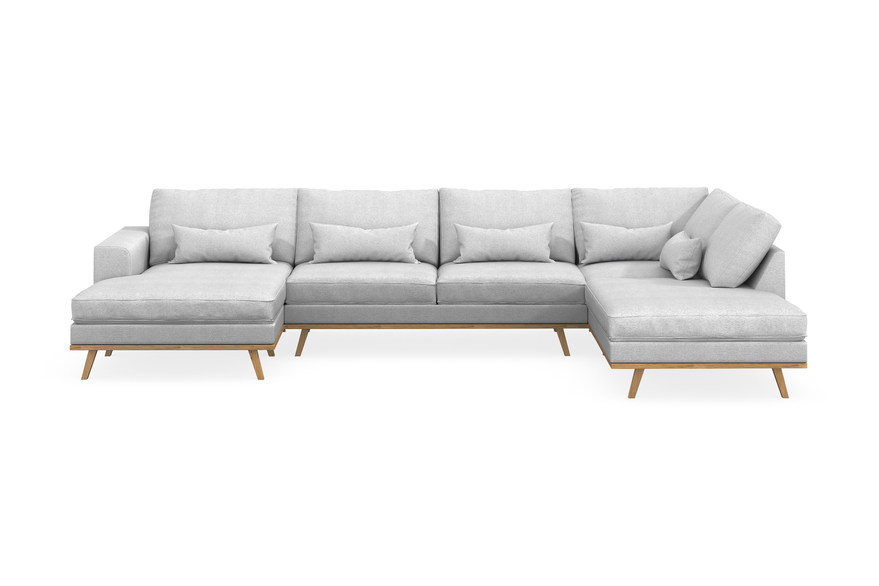 copenhagen 5-sits högervänd u-formad soffa med divan och schäslong i tyg - ljusgrå