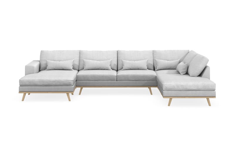 Copenhagen 5-sits Högervänd U-formad Soffa med Divan och Schäslong i Tyg - Ljusgrå - Möbler - Vardagsrum - Soffor - U-soffor