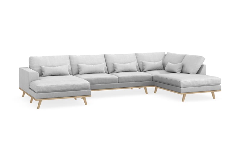 Copenhagen 5-sits Högervänd U-formad Soffa med Divan och Schäslong i Tyg - Ljusgrå - Möbler - Vardagsrum - Soffor - U-soffor
