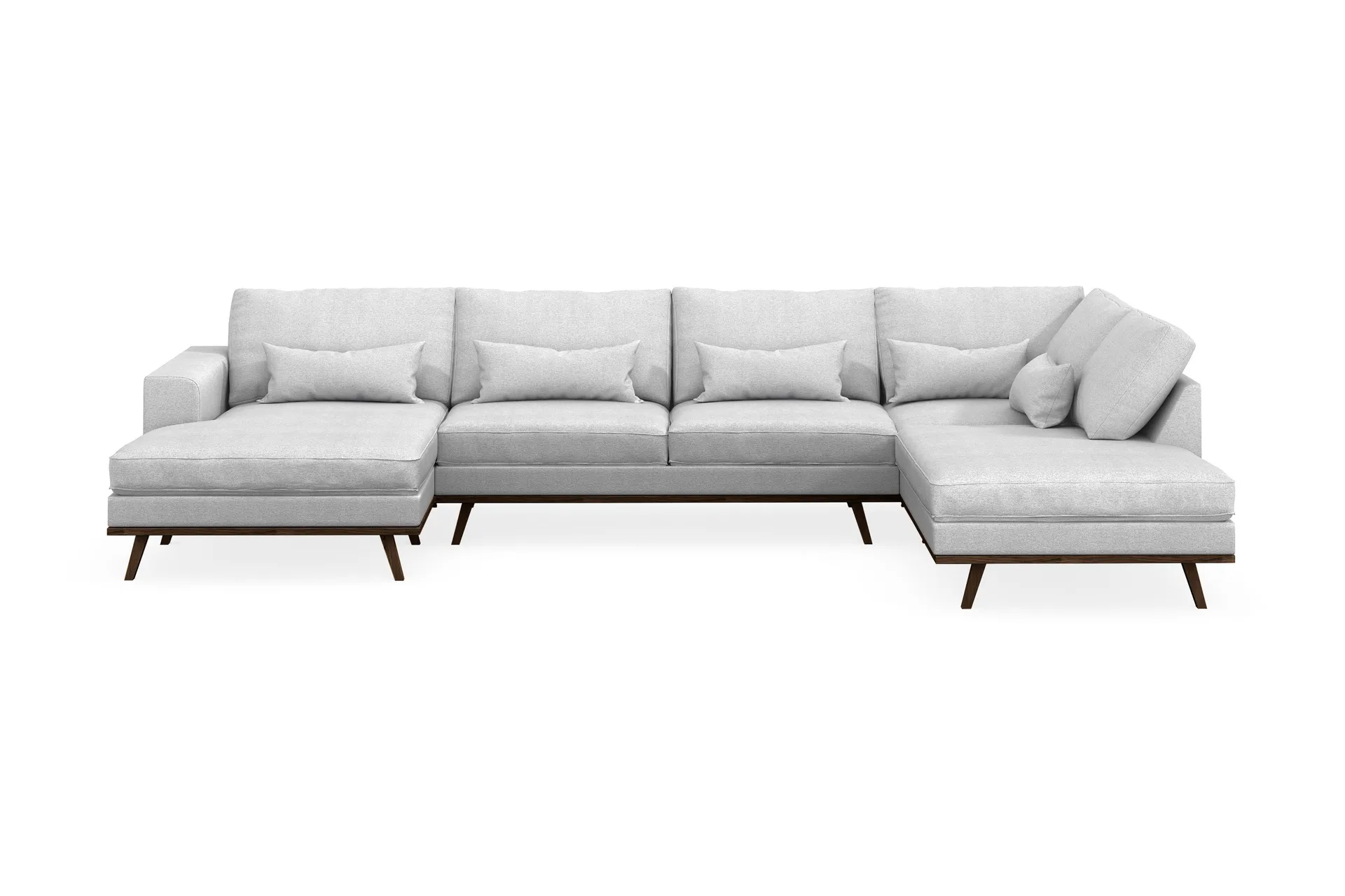 copenhagen 5-sits högervänd u-formad soffa med divan och schäslong i tyg - ljusgrå