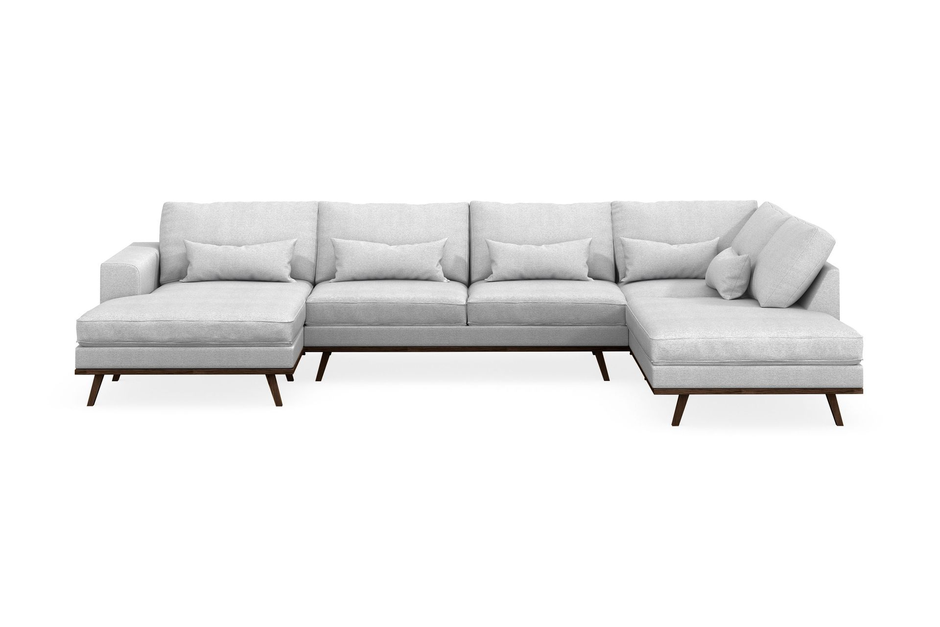 Copenhagen 5-sits H&ouml;gerv&auml;nd U-formad Soffa med Divan och Sch&auml;slong i Tyg - Ljusgr&aring;