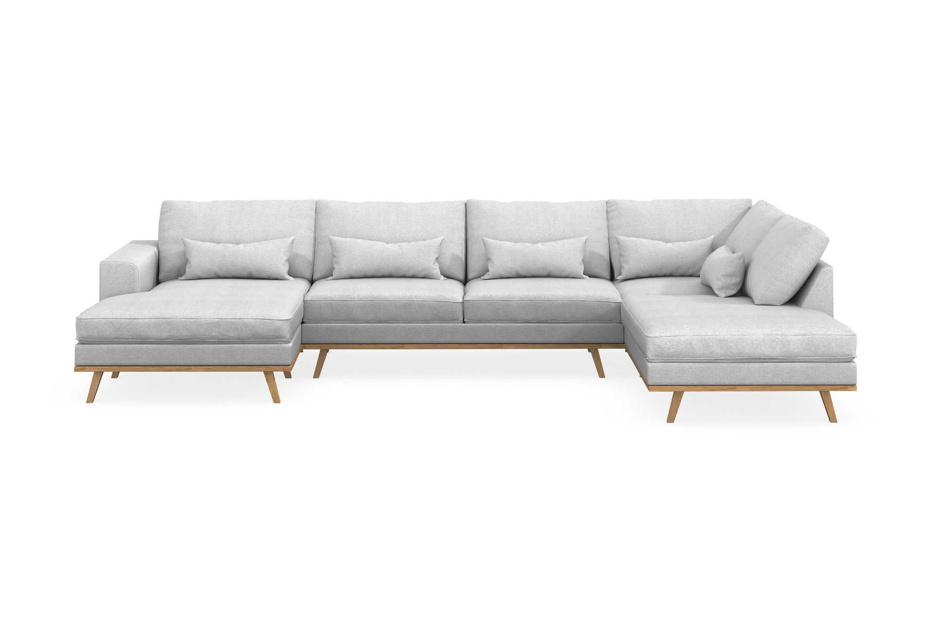 copenhagen 5-sits högervänd u-formad soffa med divan och schäslong i tyg - ljusgrå