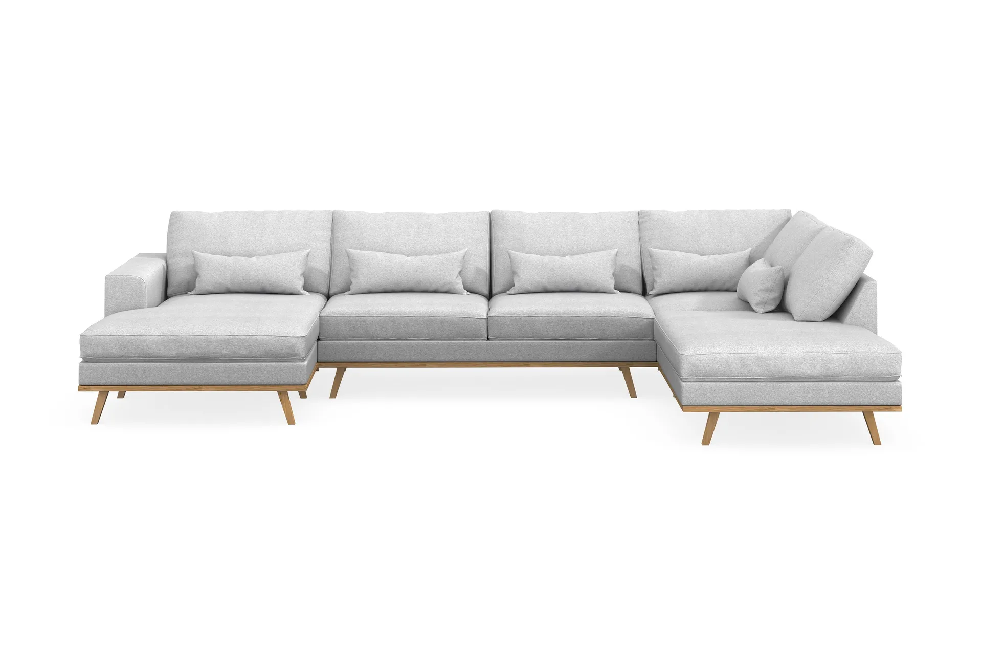 copenhagen 5-sits högervänd u-formad soffa med divan och schäslong i tyg - ljusgrå