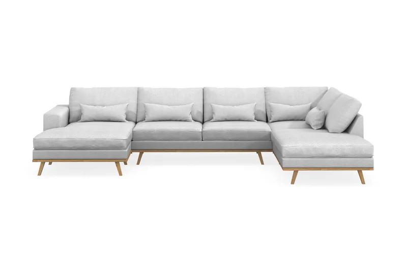 Copenhagen 5-sits Högervänd U-formad Soffa med Divan och Schäslong i Tyg - Ljusgrå - Möbler - Vardagsrum - Soffor - U-soffor