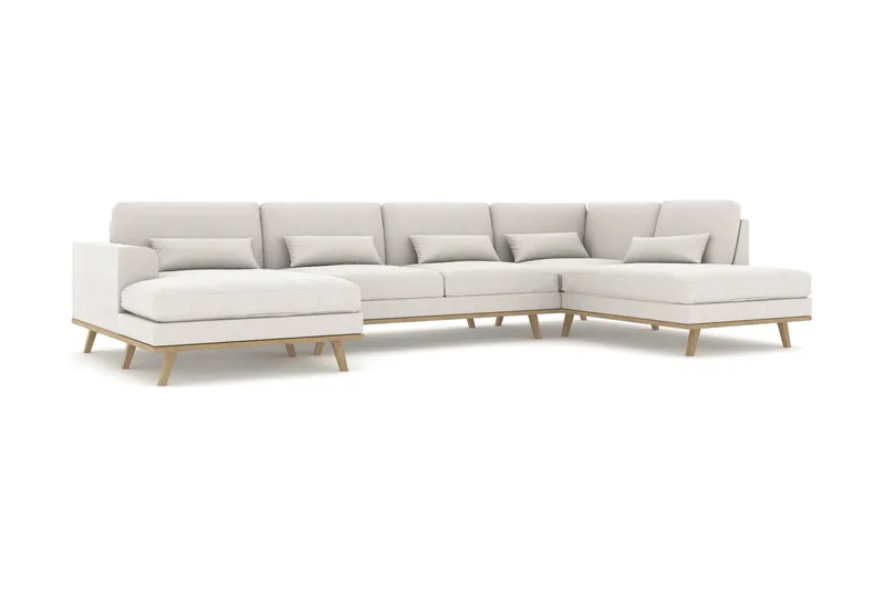 Copenhagen 5-sits Högervänd U-formad Soffa med Divan och Schäslong i Tyg - Ljusgrå - Möbler - Vardagsrum - Soffor - U-soffor