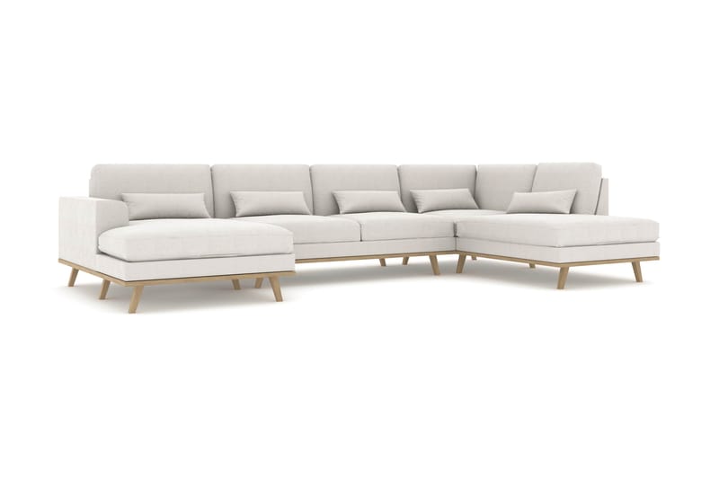 Copenhagen 5-sits Högervänd U-formad Soffa med Divan och Schäslong i Tyg - Ljusgrå - Möbler - Vardagsrum - Soffor - U-soffor