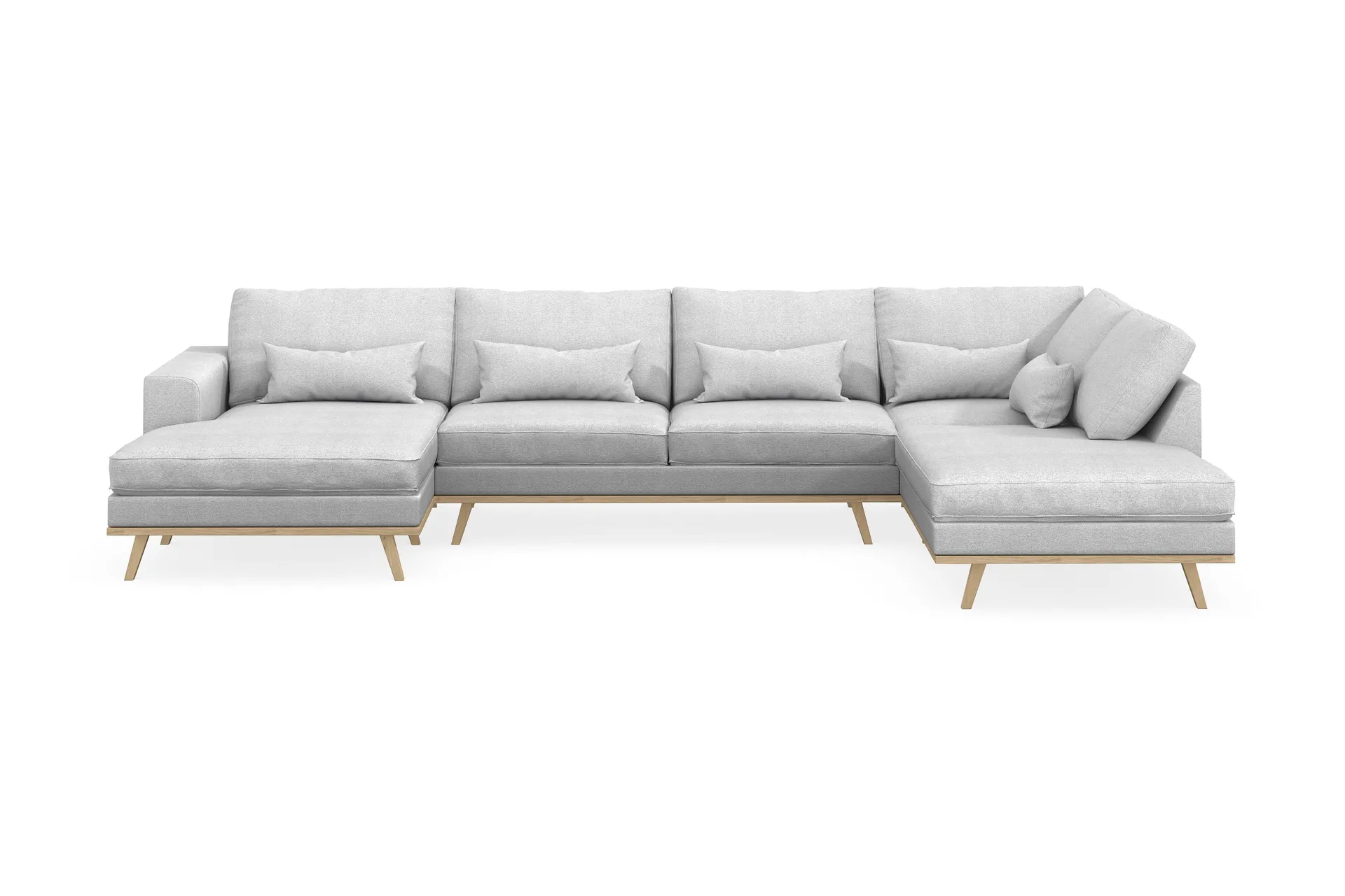 copenhagen 5-sits högervänd u-formad soffa med divan och schäslong i tyg - ljusgrå