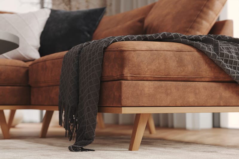 Copenhagen 5-sits Vänstervänd U-formad Large Soffa med Divan och Schäslong i Konstläder - Brun - Möbler - Vardagsrum - Soffor - U-soffor