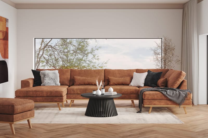 Copenhagen 5-sits Vänstervänd U-formad Large Soffa med Divan och Schäslong i Konstläder - Brun - Möbler - Vardagsrum - Soffor - U-soffor