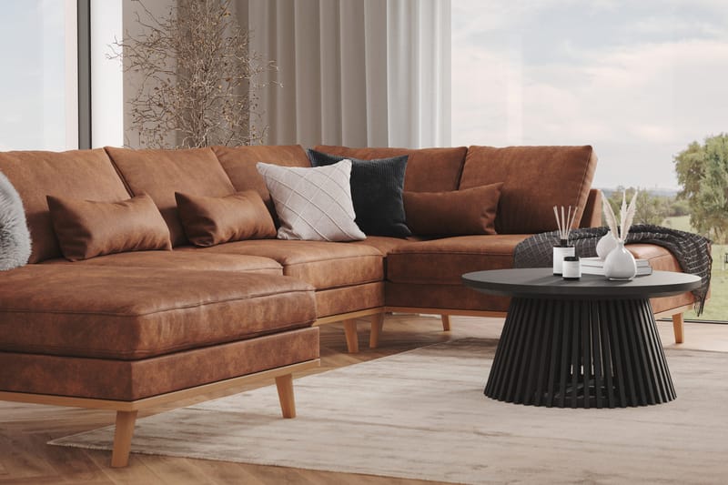 Copenhagen 5-sits Vänstervänd U-formad Large Soffa med Divan och Schäslong i Konstläder - Brun - Möbler - Vardagsrum - Soffor - U-soffor
