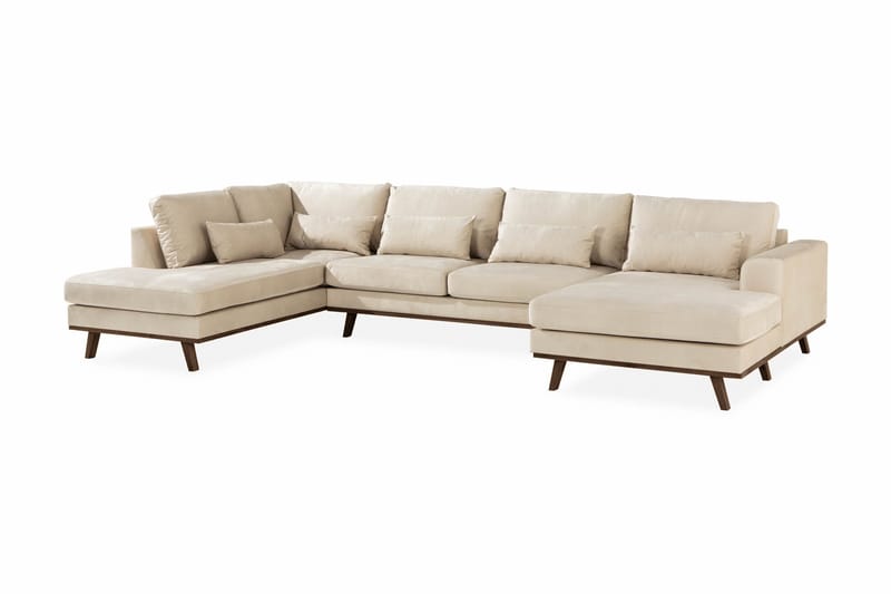 Copenhagen 5-sits Vänstervänd U-formad Large Soffa med Divan och Schäslong i Sammet - Beige - Möbler - Vardagsrum - Soffor - U-soffor
