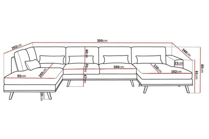 Copenhagen 5-sits Vänstervänd U-formad Large Soffa med Divan och Schäslong i Sammet - Beige - Möbler - Vardagsrum - Soffor - U-soffor