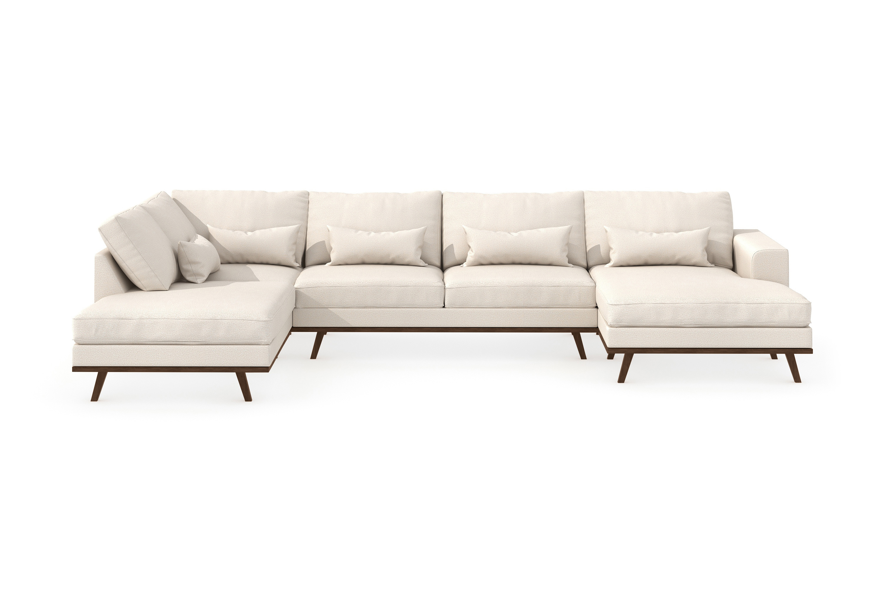 copenhagen 5-sits vänstervänd u-formad large soffa med divan och schäslong i tyg - beige