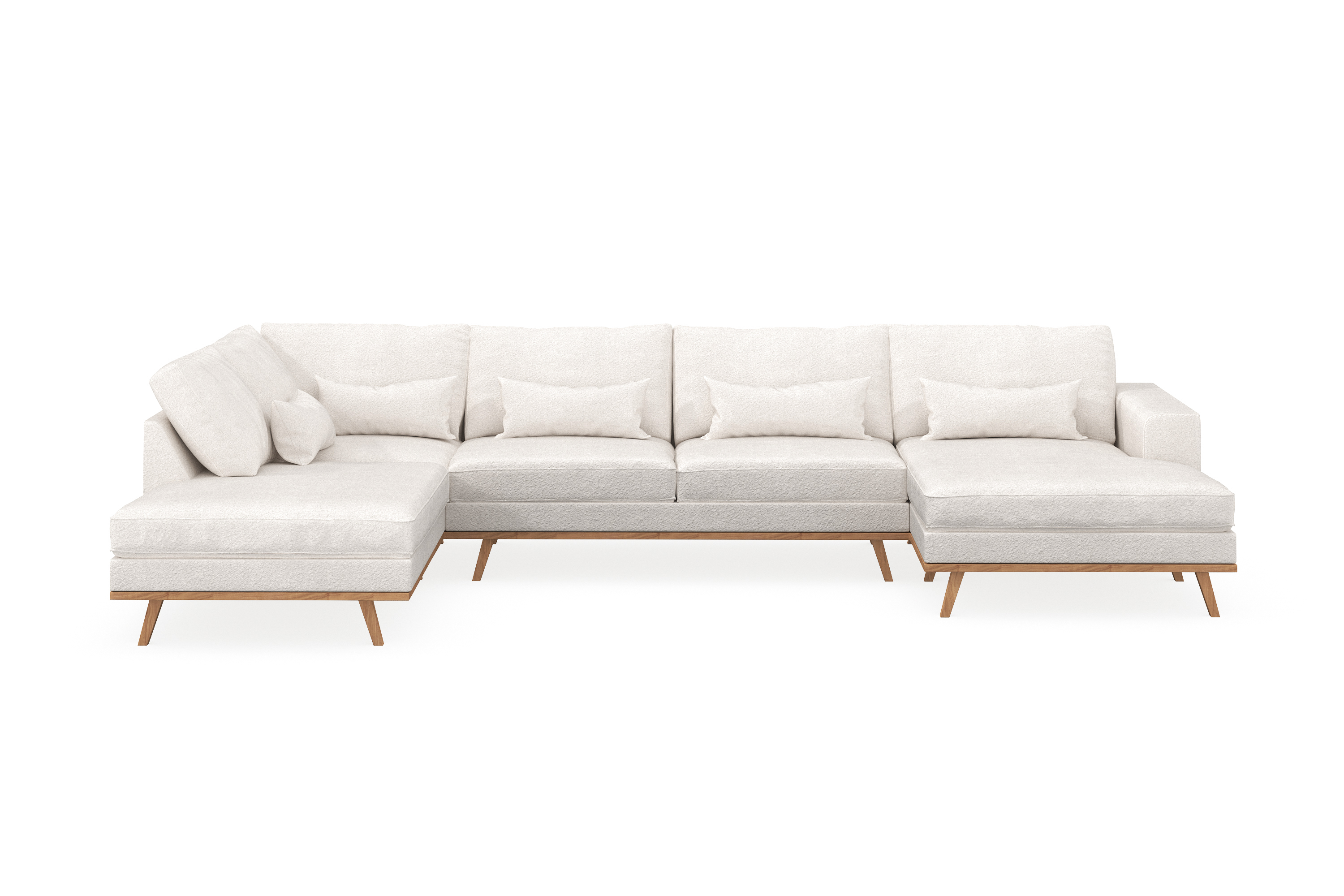 copenhagen 5-sits vänstervänd u-formad soffa med divan och schäslong i bouclé - vit