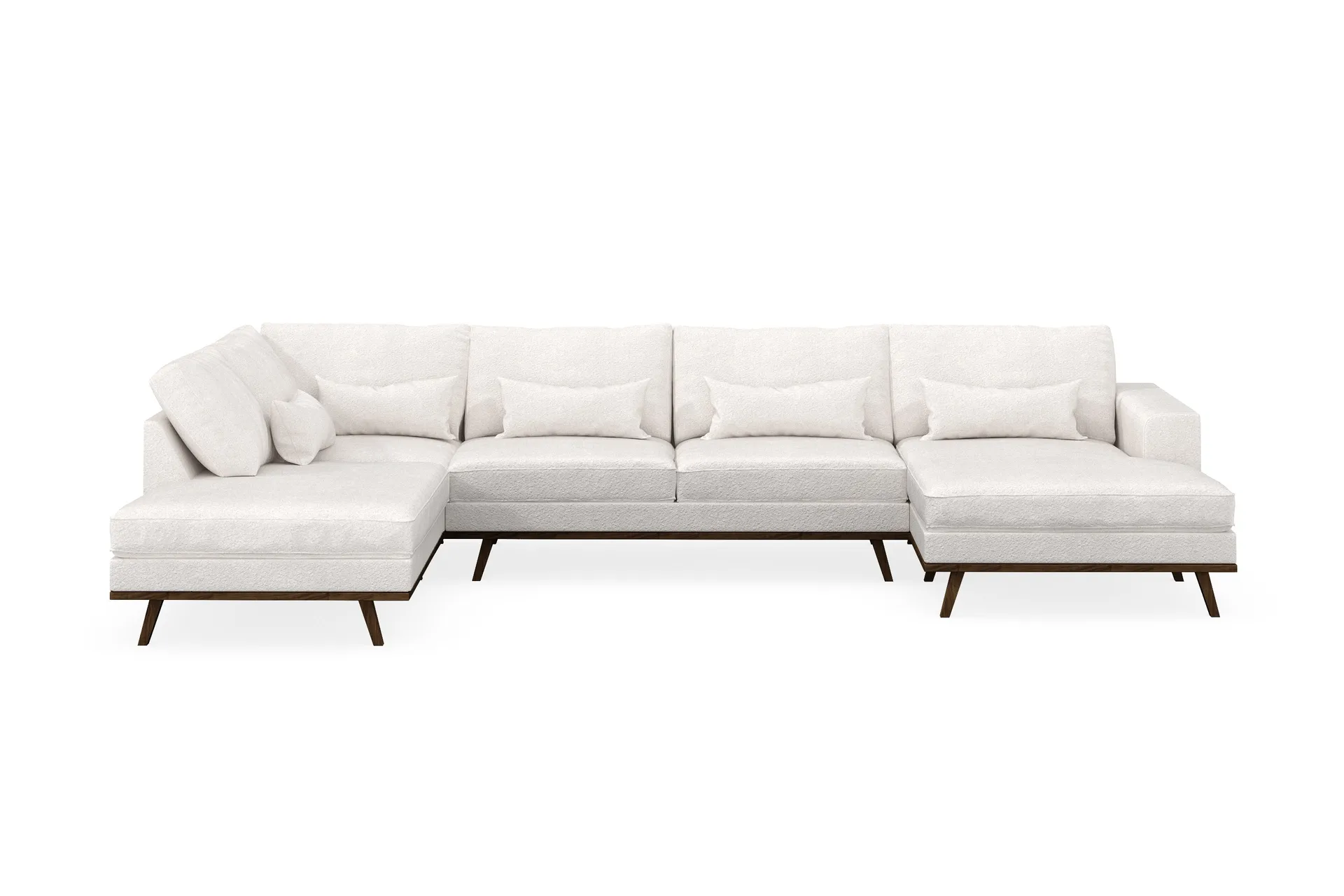 Copenhagen 5-sits V&auml;nsterv&auml;nd U-formad Soffa med Divan och Sch&auml;slong i Boucl&eacute; - Vit