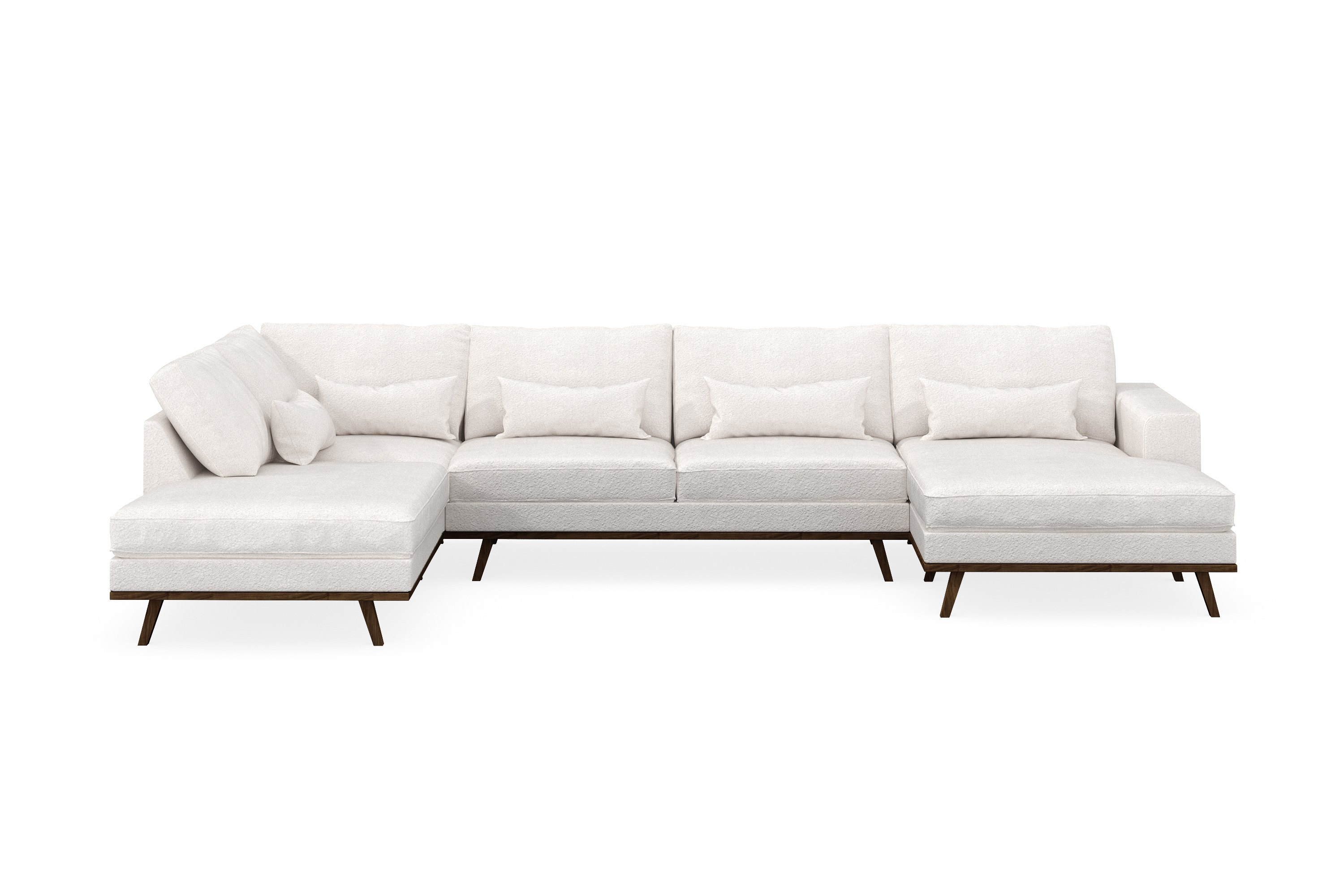 copenhagen 5-sits vänstervänd u-formad soffa med divan och schäslong i bouclé - vit