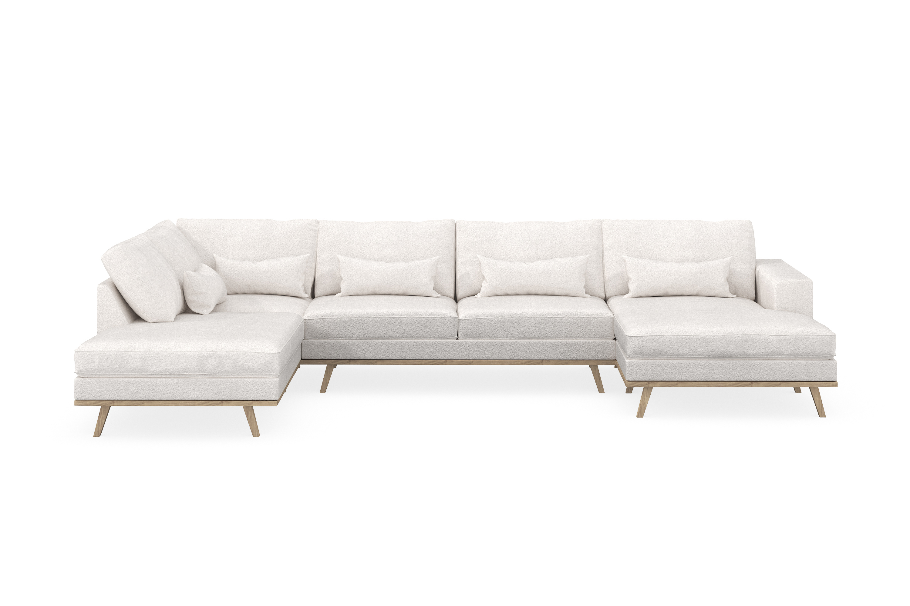 copenhagen 5-sits vänstervänd u-formad soffa med divan och schäslong i bouclé - vit