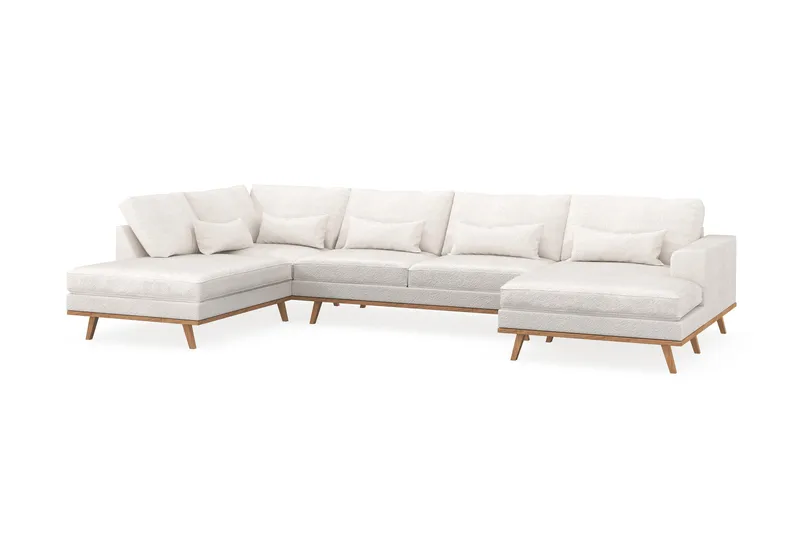 Copenhagen 5-sits Vänstervänd U-formad Soffa med Divan och Schäslong i Bouclé - Vit - Möbler - Vardagsrum - Soffor - U-soffor