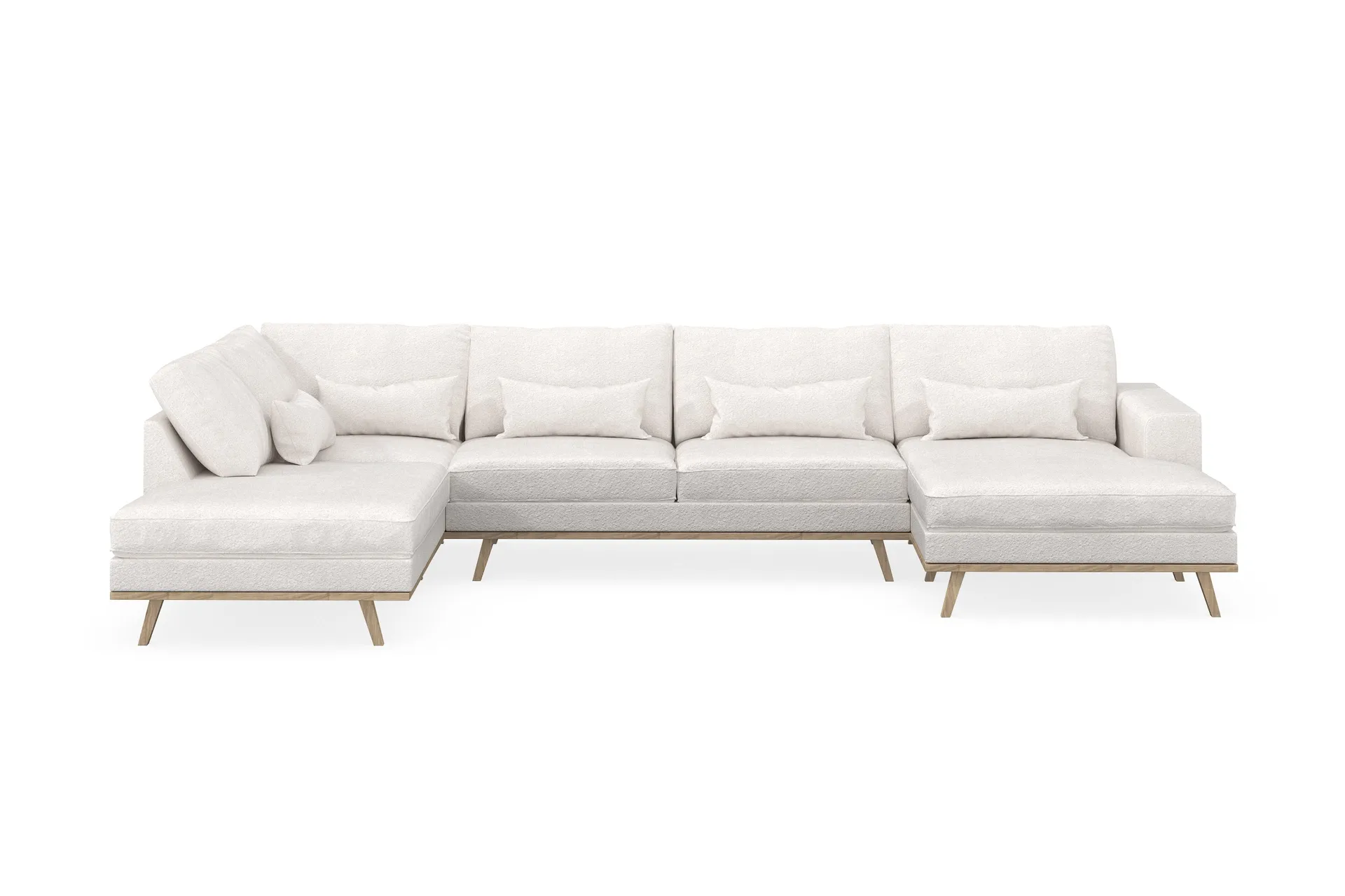 copenhagen 5-sits vänstervänd u-formad soffa med divan och schäslong i bouclé - vit