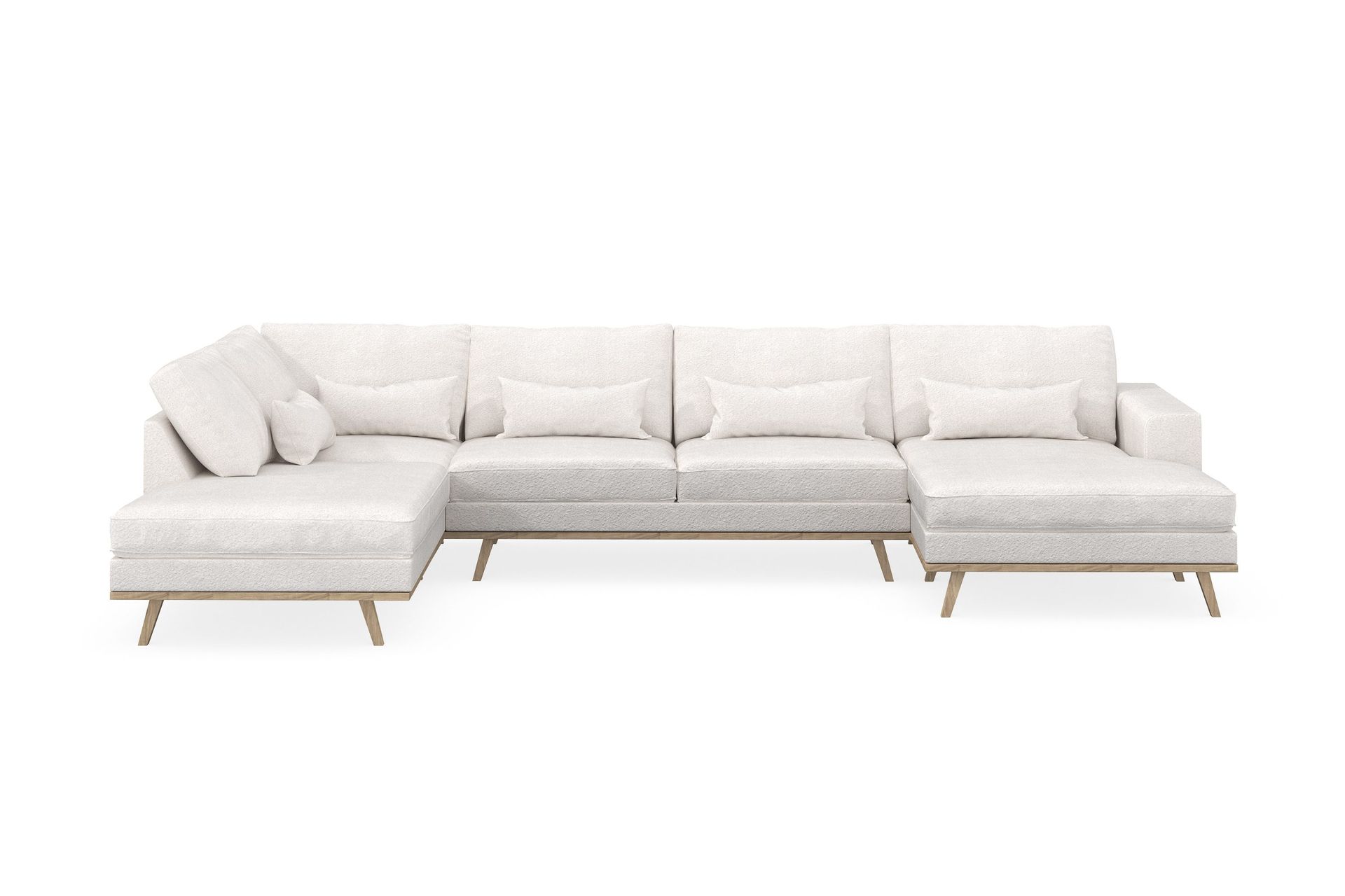 Copenhagen 5-sits V&auml;nsterv&auml;nd U-formad Soffa med Divan och Sch&auml;slong i Boucl&eacute; - Vit