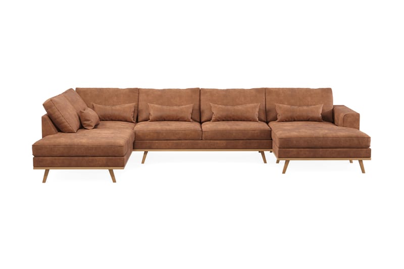 Copenhagen 5-sits Vänstervänd U-formad Soffa med Divan och Schäslong i Konstläder - Brun - Möbler - Vardagsrum - Soffor - U-soffor