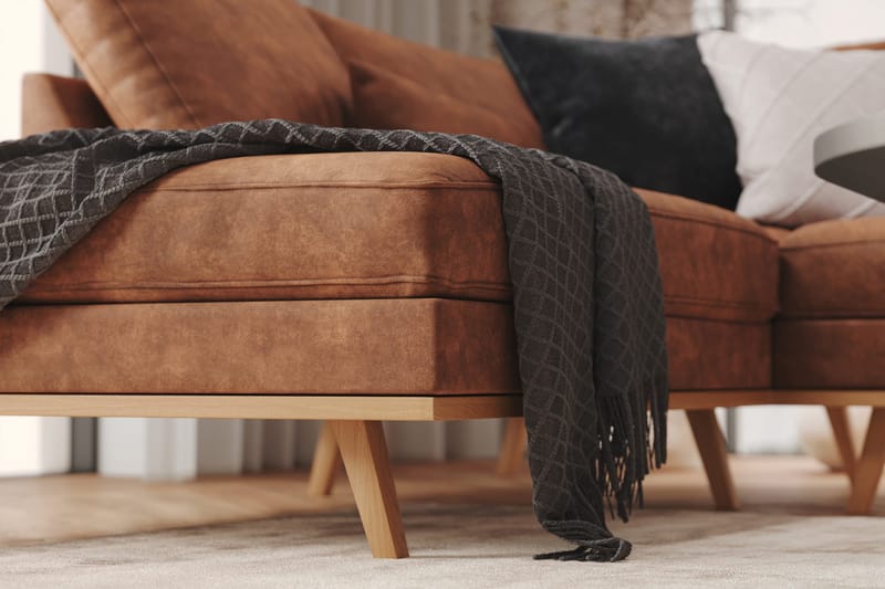 Copenhagen 5-sits Vänstervänd U-formad Soffa med Divan och Schäslong i Konstläder - Brun - Möbler - Vardagsrum - Soffor - U-soffor