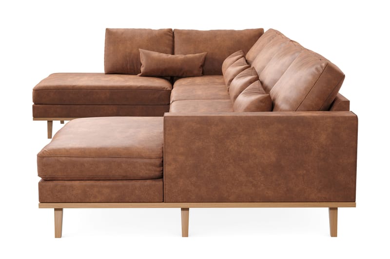 Copenhagen 5-sits Vänstervänd U-formad Soffa med Divan och Schäslong i Konstläder - Brun - Möbler - Vardagsrum - Soffor - U-soffor