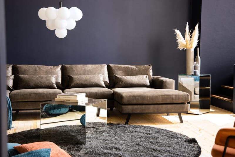 Copenhagen 5-sits Vänstervänd U-formad Soffa med Divan och Schäslong i Konstläder - Mörkgrå - Möbler - Vardagsrum - Soffor - U-soffor