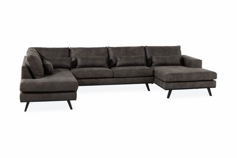 Copenhagen 5-sits Vänstervänd U-formad Soffa med Divan och Schäslong i Konstläder - Mörkgrå - Möbler - Vardagsrum - Soffor - U-soffor