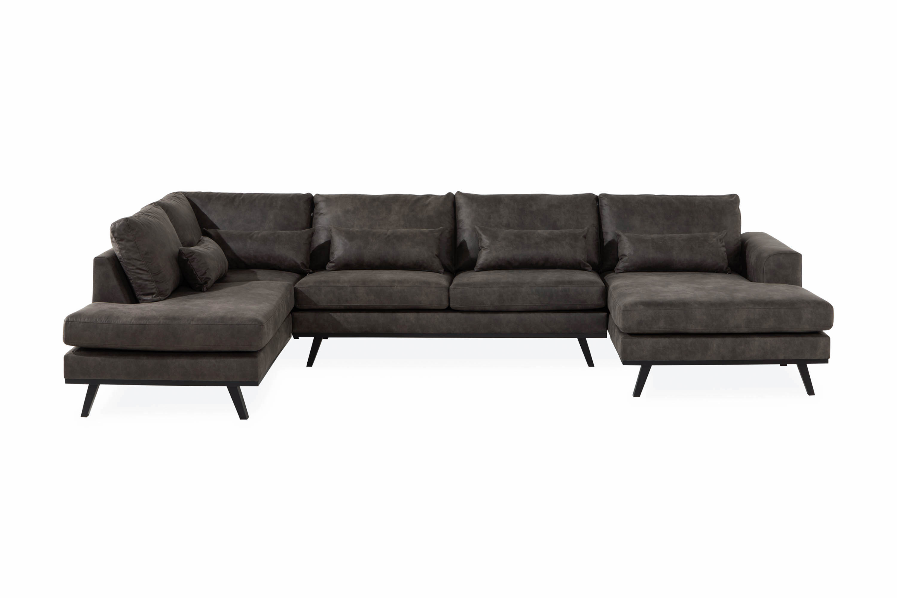 copenhagen 5-sits vänstervänd u-formad soffa med divan och schäslong i konstläder - mörkgrå
