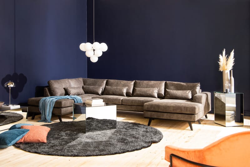 Copenhagen 5-sits Vänstervänd U-formad Soffa med Divan och Schäslong i Konstläder - Mörkgrå - Möbler - Vardagsrum - Soffor - U-soffor