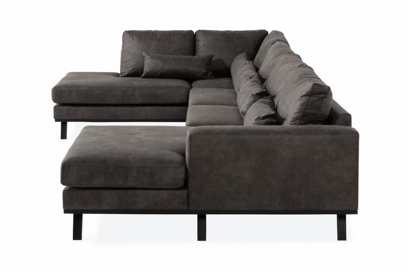 Copenhagen 5-sits Vänstervänd U-formad Soffa med Divan och Schäslong i Konstläder - Mörkgrå - Möbler - Vardagsrum - Soffor - U-soffor