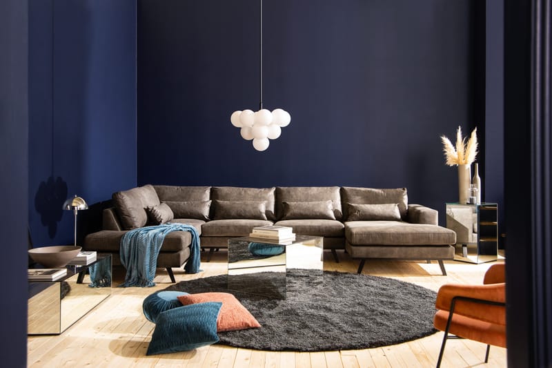 Copenhagen 5-sits Vänstervänd U-formad Soffa med Divan och Schäslong i Konstläder - Mörkgrå - Möbler - Vardagsrum - Soffor - U-soffor