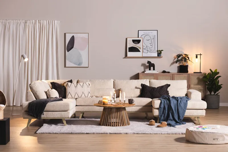 Copenhagen 5-sits Vänstervänd U-formad Soffa med Divan och Schäslong i Manchester - Beige - Möbler - Vardagsrum - Soffor - U-soffor