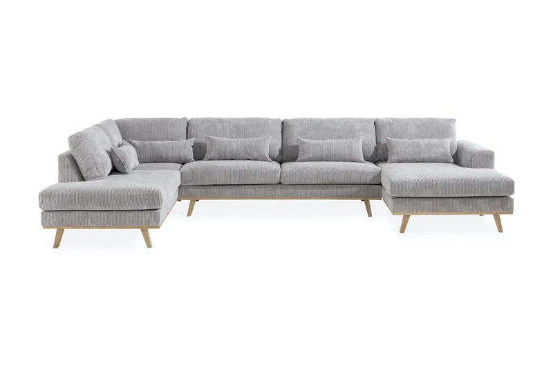 Copenhagen 5-sits Vänstervänd U-formad Soffa med Divan och Schäslong i Manchester - Ljusgrå - Möbler - Vardagsrum - Soffor - U-soffor