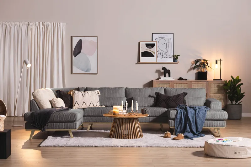 Copenhagen 5-sits Vänstervänd U-formad Soffa med Divan och Schäslong i Manchester - Mörkgrå - Möbler - Vardagsrum - Soffor - U-soffor