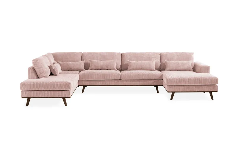 Copenhagen 5-sits Vänstervänd U-formad Soffa med Divan och Schäslong i Manchester - Rosa - Möbler - Vardagsrum - Soffor - U-soffor