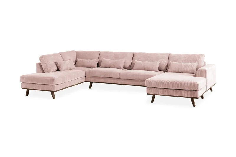 Copenhagen 5-sits Vänstervänd U-formad Soffa med Divan och Schäslong i Manchester - Rosa - Möbler - Vardagsrum - Soffor - U-soffor
