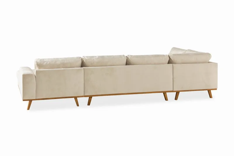 Copenhagen 5-sits Vänstervänd U-formad Soffa med Divan och Schäslong i Sammet - Beige - Möbler - Vardagsrum - Soffor - U-soffor