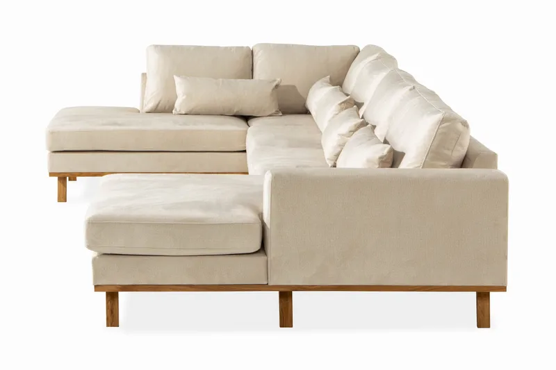 Copenhagen 5-sits Vänstervänd U-formad Soffa med Divan och Schäslong i Sammet - Beige - Möbler - Vardagsrum - Soffor - U-soffor
