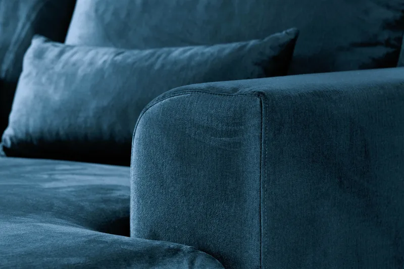 Copenhagen 5-sits Vänstervänd U-formad Soffa med Divan och Schäslong i Sammet - Blå - Möbler - Vardagsrum - Soffor - U-soffor