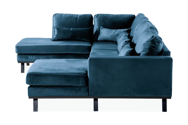 Copenhagen 5-sits Vänstervänd U-formad Soffa med Divan och Schäslong i Sammet - Blå - Möbler - Vardagsrum - Soffor - U-soffor