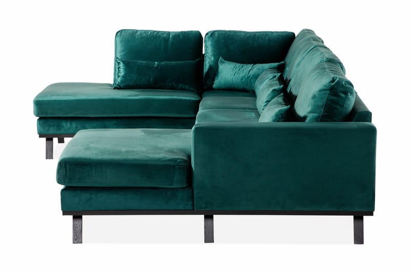 Copenhagen 5-sits Vänstervänd U-formad Soffa med Divan och Schäslong i Sammet - Grön - Möbler - Vardagsrum - Soffor - U-soffor