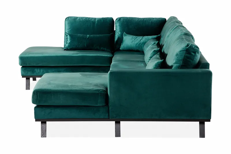 Copenhagen 5-sits Vänstervänd U-formad Soffa med Divan och Schäslong i Sammet - Grön - Möbler - Vardagsrum - Soffor - U-soffor