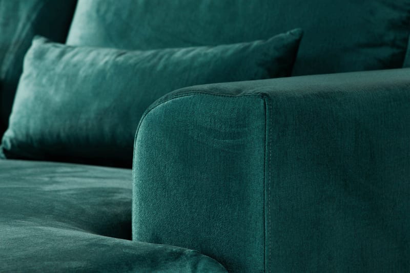 Copenhagen 5-sits Vänstervänd U-formad Soffa med Divan och Schäslong i Sammet - Grön - Möbler - Vardagsrum - Soffor - U-soffor