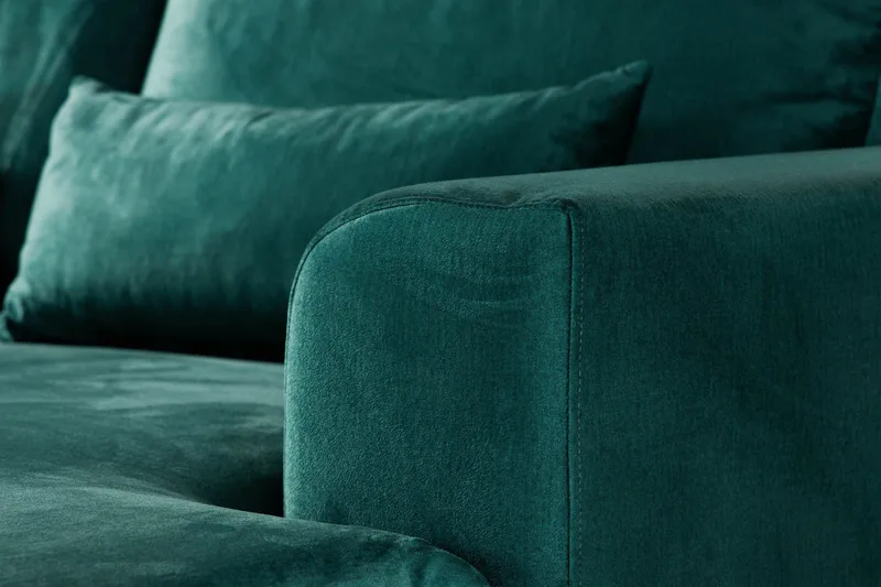 Copenhagen 5-sits Vänstervänd U-formad Soffa med Divan och Schäslong i Sammet - Grön - Möbler - Vardagsrum - Soffor - U-soffor
