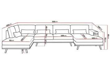 Copenhagen 5-sits Vänstervänd U-formad Soffa med Divan och Schäslong i Sammet - Krämvit - Möbler - Vardagsrum - Soffor - Sammetssoffor